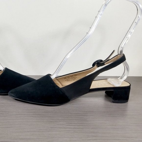 Franco Sarto Vellez Slingback kitten heel Pumps, Black Suede, Womens Size 7.5 - Picture 6 of 11